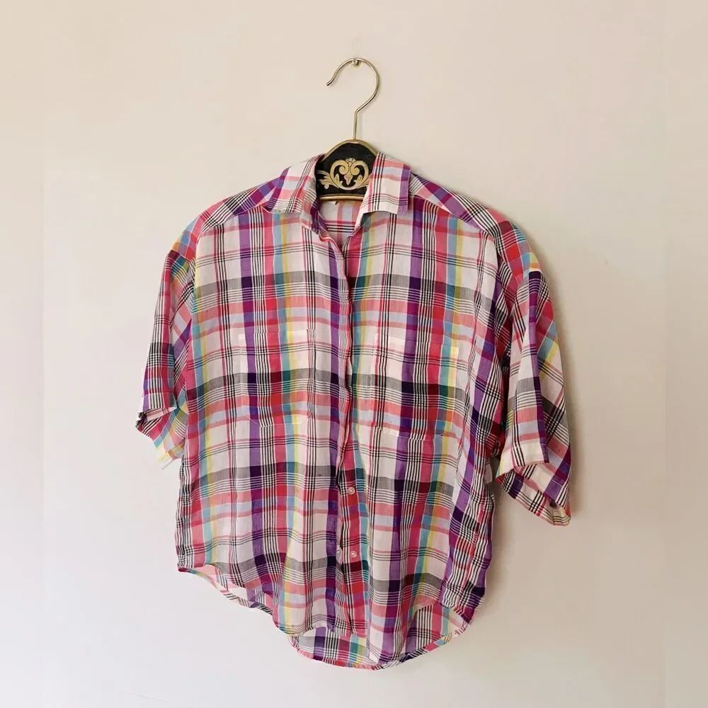 Vintage women’s plain button down top | 70’s oversized top | size 12